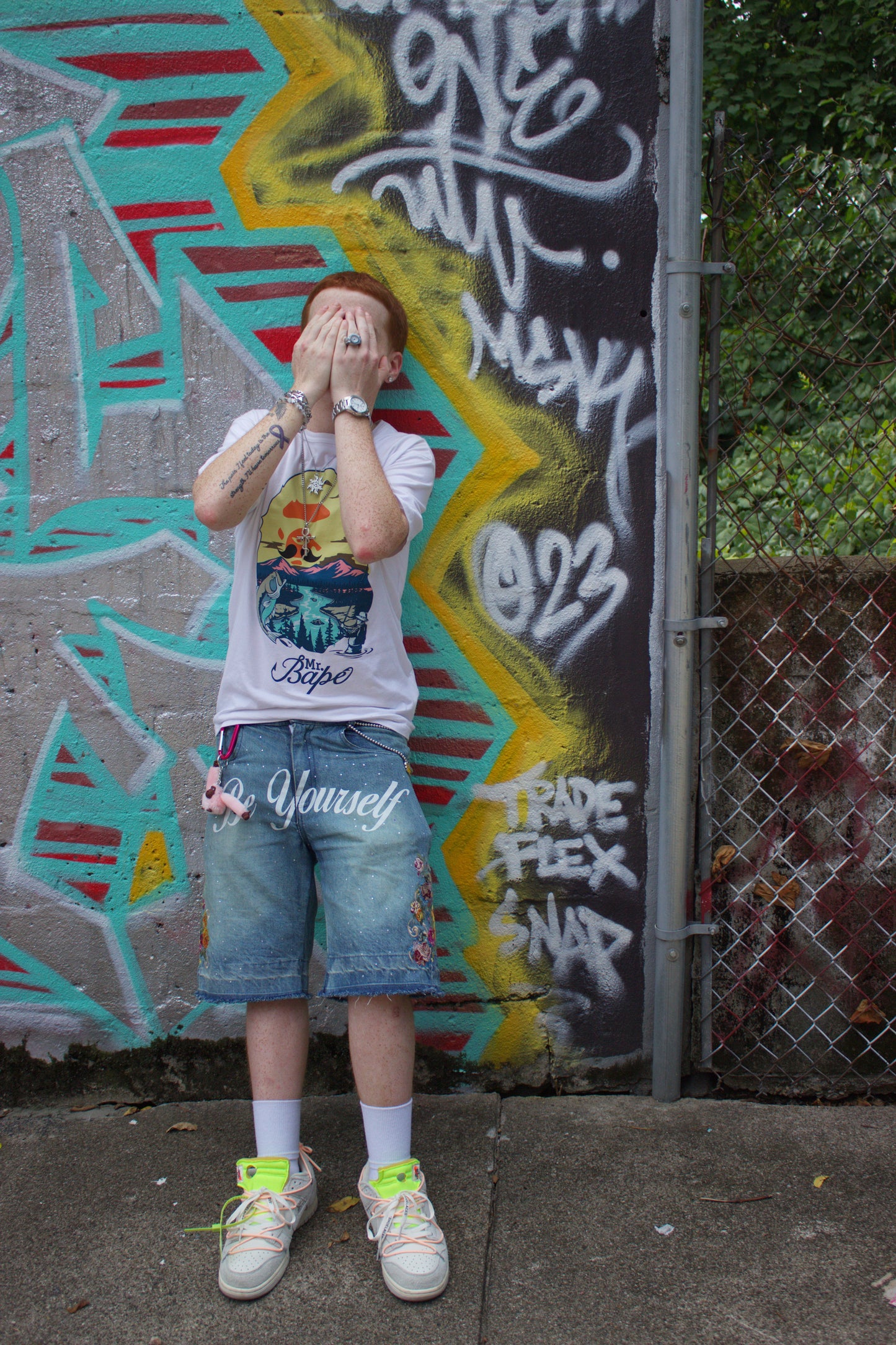 BE YOURSELF FLORAL JORTS