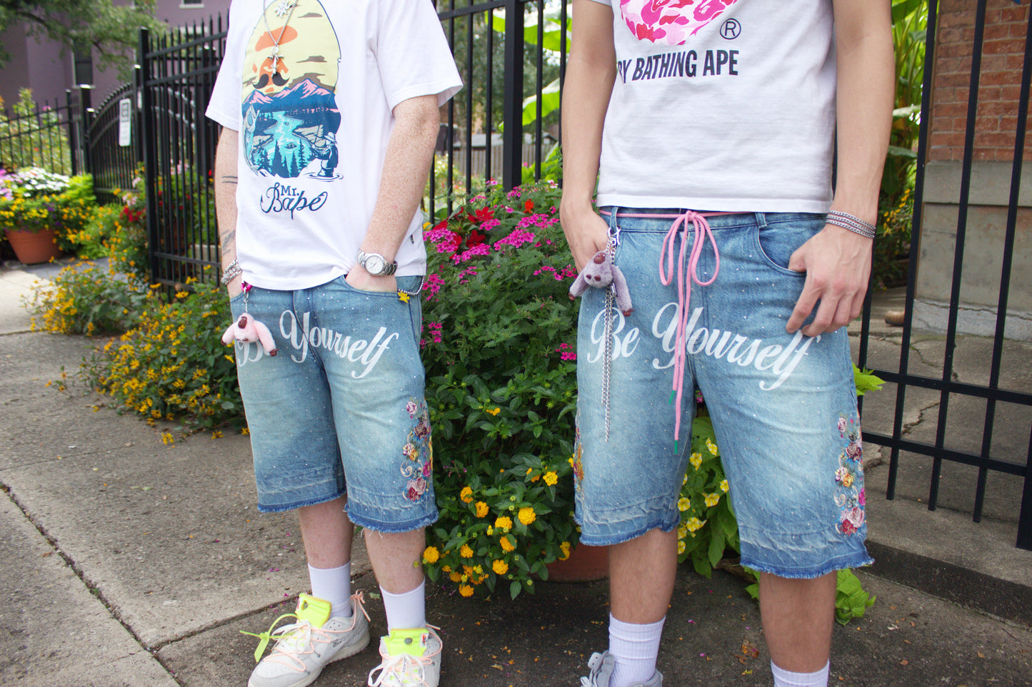 BE YOURSELF FLORAL JORTS
