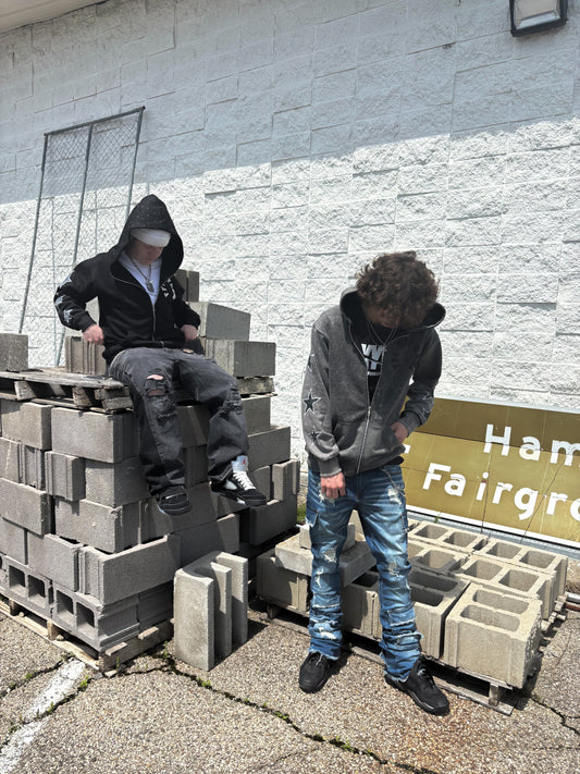 BLACK AND GREY FFI APPAREL ZIP-UP