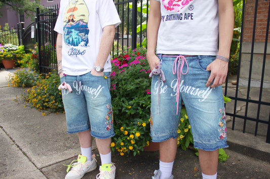 BE YOURSELF FLORAL JORTS